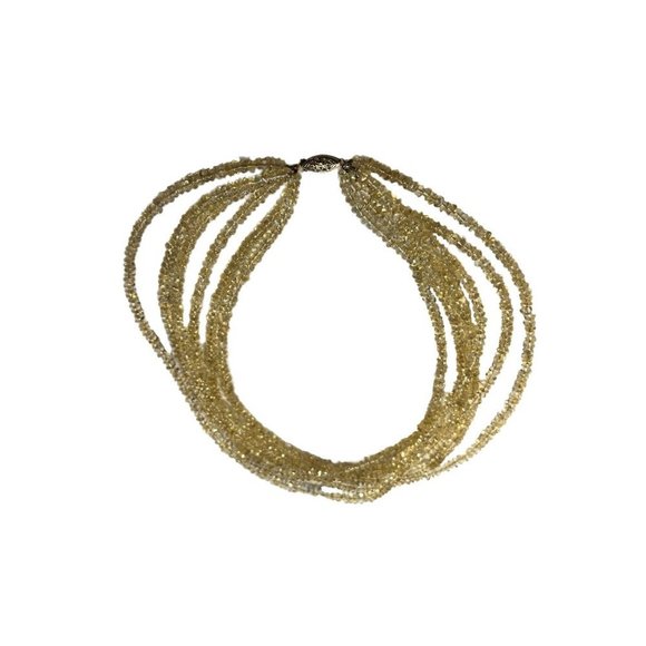 MULTI STRAND BEADED CITRINE AND 14K GOLD NECKLACE GEMSTONE CRYSTALS - Picture 5 of 7
